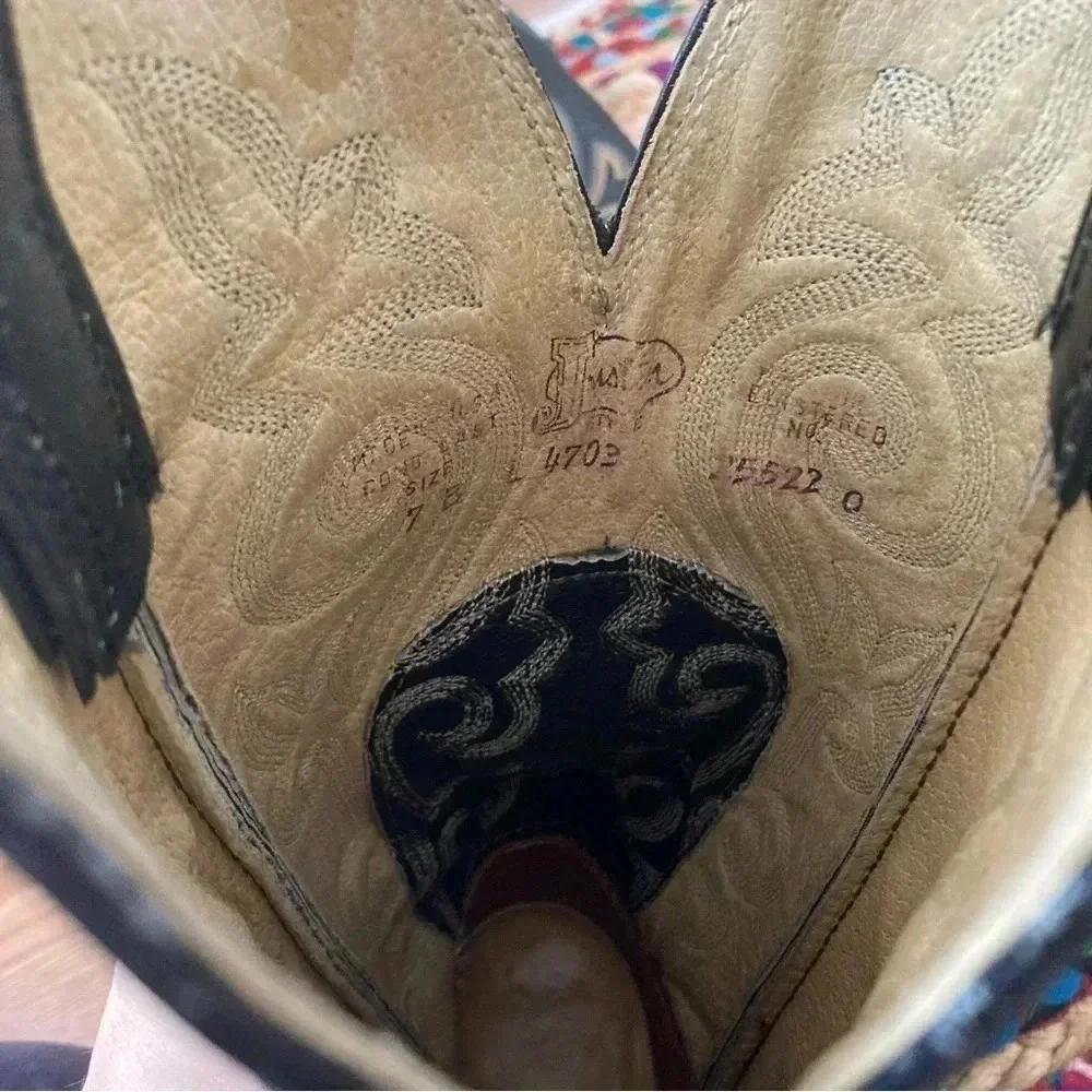 Justin green black cowboy santiags western  boots - Picture 5 of 7